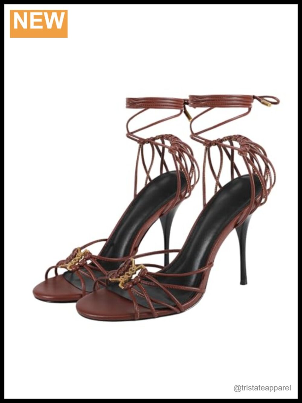 Faux Leather Lace Up Stiletto Heel Sandals Open Toe Party Evening